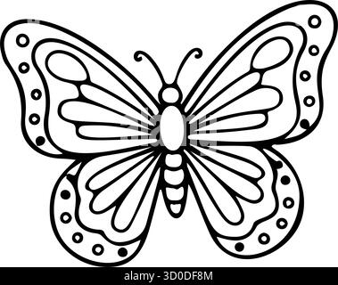 butterfly icon doodle hand drawn. Outline line drawing clipart symbol. Vector illustration. Stock Vector