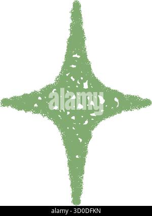Green Crayon Sketch Firework Star Stock Vector