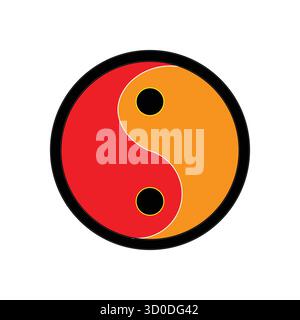 Red and Orange Yin-Yang Symbol: Balance, Duality, and Harmony Icon Stock Vector