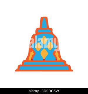 Colorful Stylized Stupa or Chorten Icon Illustration - Buddhist Architecture Graphic Design Stock Vector