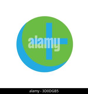 Green Wellness Cross Icon: Natural Health, Holistic Care, and Vitality Symbol Stock Vector