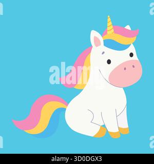 Cute unicorn. Isolated background. Flat style vector illustration. Stock Vector