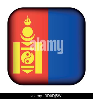 Glass light ball with flag of Mongolia. Round sphere, template icon. Mongolian national symbol. Glossy realistic ball, 3D abstract vector illustration Stock Vector