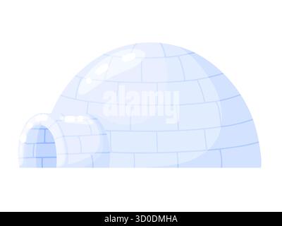 Simple cartoon-style igloo made of icy blocks, inspired by traditional Inuit snow houses. This clean vector is great for winter designs, travel guides Stock Vector