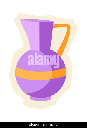 Illustration of jug sticker. Milk pitcher silhouette, classic jug icon, vintage milk container. Stock Vector