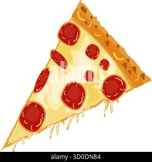 Pepperoni pizza slice vector illustration with melted cheese and crispy crust perfect for food design restaurant menu posters and delicious fast food Stock Vector
