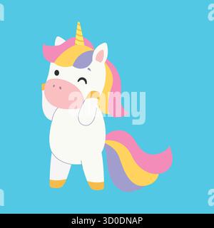 Cute unicorn. Isolated background. Flat style vector illustration. Stock Vector