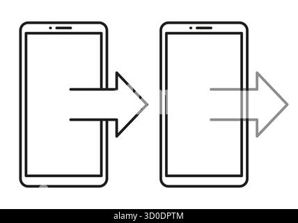 Phone data transfer. Mobile sync process. Device connection Vector. Information exchange icon. Stock Vector