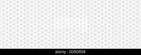 Seamless isometric grid paper. Linear triangular blueprint repeating pattern. Black graph guide background for engineering, architect, technical drawing. Vector lined ruler sheet page template Stock Vector