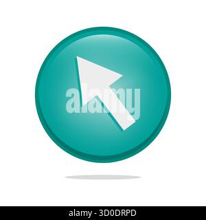 Pointer cursor symbol. Mouse arrow button. Turquoise glossy icon. Vector web interface. Stock Vector
