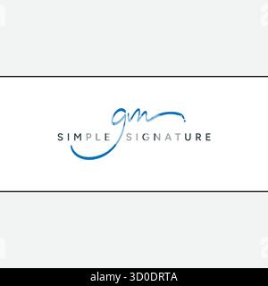 GM Simple Signature Logo - Handwritten Vector Template for G and M Logo Stock Vector
