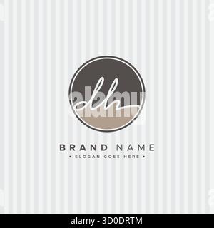 DH Signature Logo - Handwritten Vector Logo Template for DH Alphabet Stock Vector