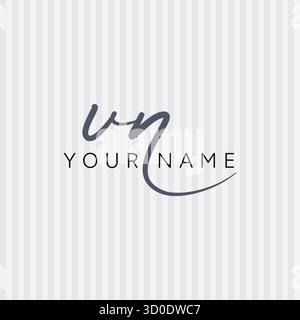 Initial Letter UN Vector Logo Template in handwritten Signature Style Stock Vector