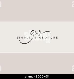 GW Initial Logo in Signature Style for Photography and Fashion Business - Hand Drawn Signature Logo Vector Stock Vector