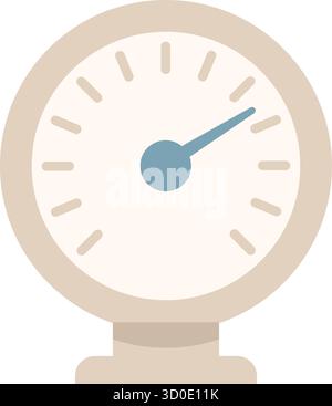 A circular dial displays radiating ticks and a blue pointer suggesting speed pressure or progress measurement Stock Vector