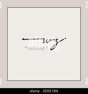 Handwritten Signature logo for Initial Letter WZ - Vector Logo Template for Alphabet W and Z Stock Vector