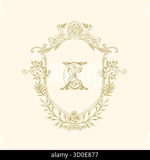 Elegant floral monogram design with interlocking letter XC for branding and wedding stationery Stock Vector