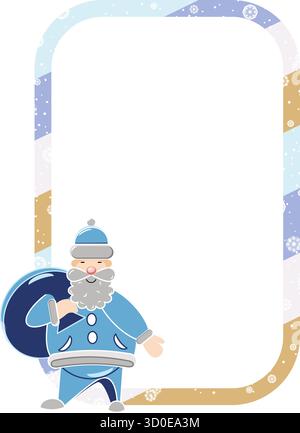 Holiday frame with decorations and Santa Claus with gifts vector illustration Stock Vector