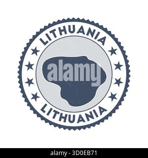 Lithuania emblem. Country round stamp with shape of Lithuania, isolines, and round text. Astonishing badge. Elegant vector illustration. Stock Vector