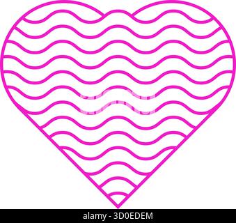 Pink heart with wavy lines on white background Perfect for love romance or Valentine’s Day design projects Smooth flowing curves Stock Vector