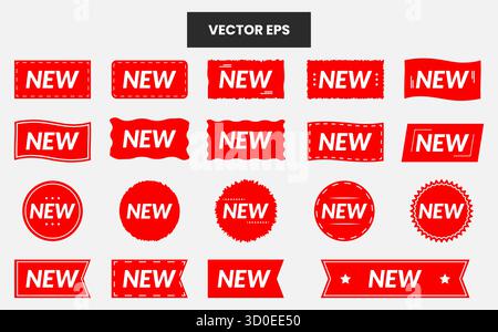 Red New Tag Vector Set for Sale and Product Label Design Stock Vector