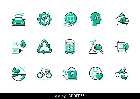 Ecology - set of line design style icons Stock Vector