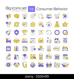 Consumer behavior line color icons set Stock Vector