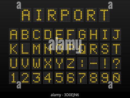 Airport digital display font showing alphabet and numbers Stock Vector