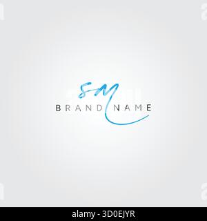 SM Initial Letter Signature Logo Template - Handwritten Vector Logo Template Stock Vector