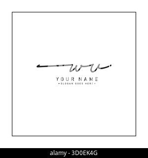 WU Initial Logo in Signature Style for Photography and Fashion Business - Hand Drawn Signature Logo Vector Stock Vector