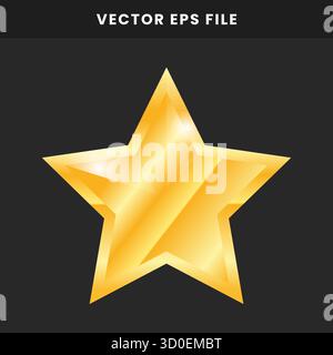 Shiny golden star icon on dark background Perfect for awards ratings or premium content High gloss detail sharp edges Stock Vector