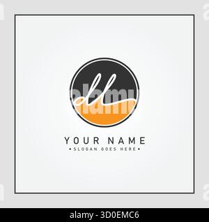 Simple Signature Logo for Alphabet DL - Handwritten Signature for Photography and Fashion Business Stock Vector