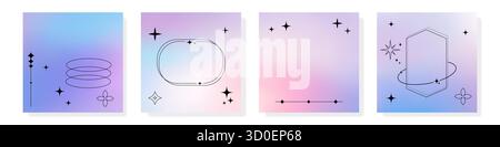 Abstract cosmic designs that prominently feature stars, planets, and various space elements in vibrant colors Stock Vector