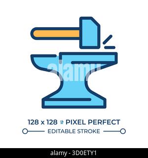 Forging line color icon Stock Vector
