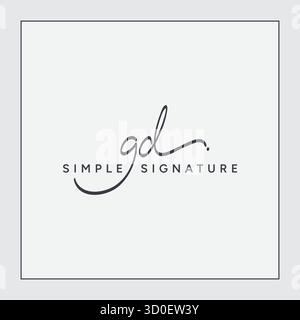 Simple Signature Logo for Alphabet GD - Handwritten Signature for Photography and Fashion Business Stock Vector