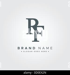 Creative Logo for Initials RF in Monogram Style - Vector Template for Initial Letter R and F Stock Vector