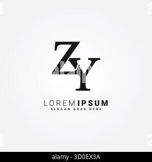 Abstract Letter ZY Logo - Initial Monogram Template for Alphabet Z and Y Stock Vector