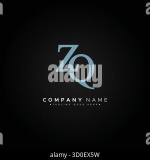 Vector Template for Initial Letter ZQ Logo - Elegant Monogram Logo for Alphabet Z and Q Stock Vector