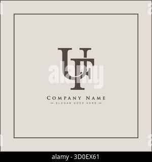 Vector Template for Initial Letter UF Logo - Elegant Monogram Logo for Alphabet U and F Stock Vector