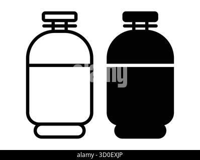 A minimalist black and white outline of two distinct bottles, ideal for various design projects. This vector image highlights clean lines and modern a Stock Vector