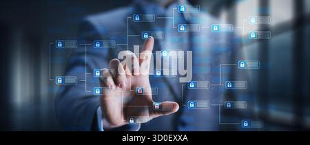 Blockchain Security Frameworks for Digital Data Protection. Stock Photo