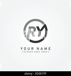 Creative Monogram for Initial Letter RY Logo - Minimal Vector Logo Template for alphabet R & Y Stock Vector