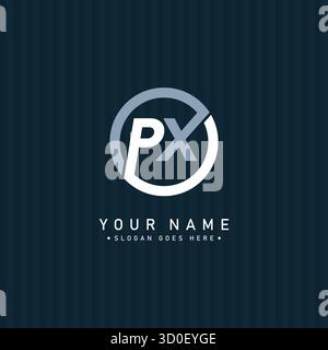PX Vector Logo Template - Simple Icon for Initial Letter P and X Monogram Stock Vector