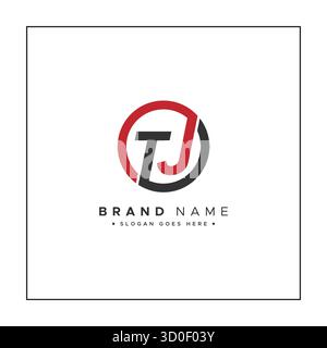 Abstract Letter TJ Logo - Initial Monogram Template for Alphabet T and J Stock Vector