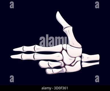 Halloween skeleton hand bones pointing gesture Stock Vector