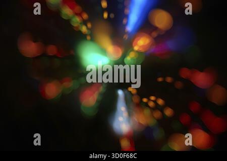 Abstract background with colorful spheres of defocused illumination Stock Photo