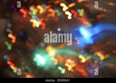 Abstract background with colorful spheres of defocused illumination Stock Photo