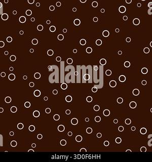 Seamless pattern with many random circles. White round element on dark brown background. Cute cozy design for textiles, wallpapers, etc. Minimalist ge Stock Vector