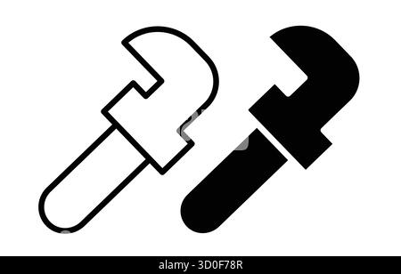 This artwork features bold black and white wrench icons, ideal for tool-related projects in mechanical, engineering, or construction contexts. Stock Vector