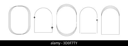 Minimalist line art frame with a star icon, perfect for digital graphics, branding, and decorative projects in a clean modern style. Stock Vector